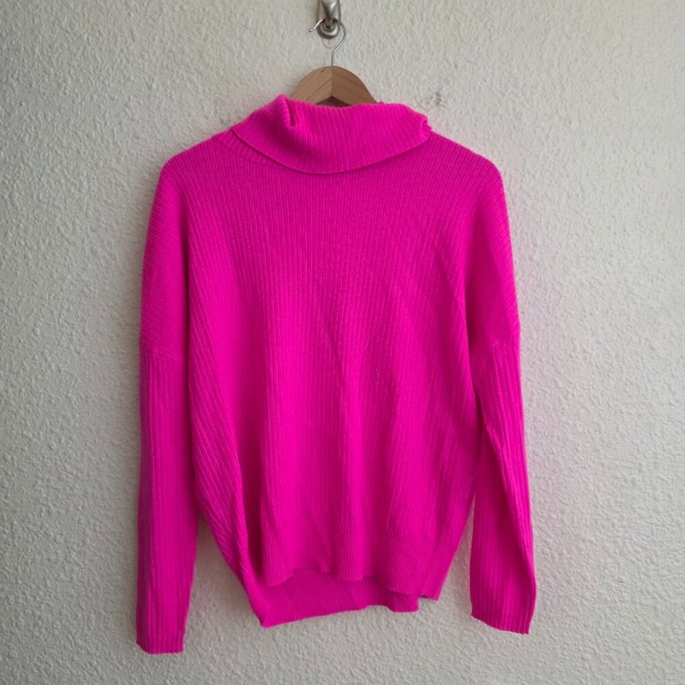 Maeve x Anthropologie Hot Pink Cutout Back Turtleneck Sweater Size Medium NWT